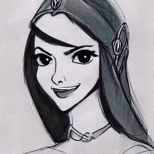 Image similar to milt kahl sketch of victoria justice as princess padme from star wars episode 3