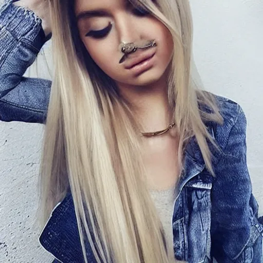 Prompt: a beautiful girl with extremey long blonde hair
