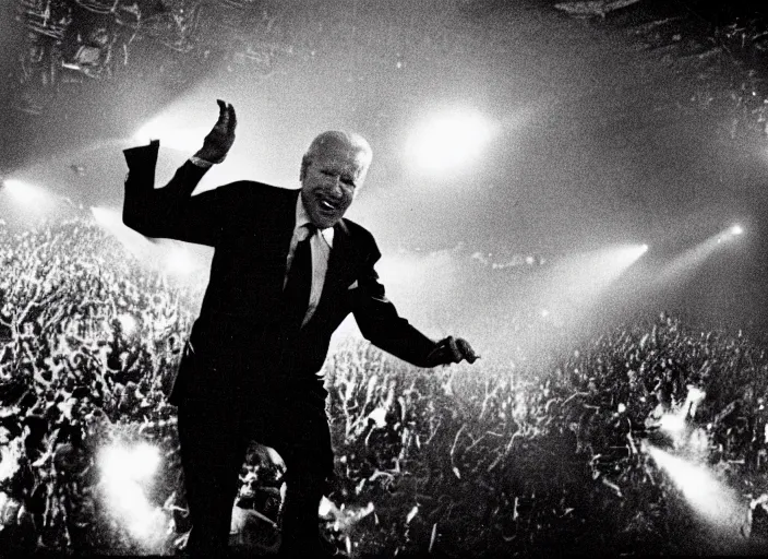 Image similar to publicity photo still of joe biden in gwar live on stage 1 9 9 8, 8 k, live concert lighting, mid shot