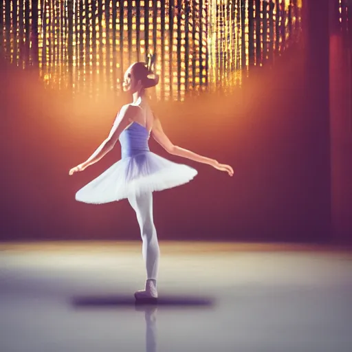 Prompt: , a woman filling ballet surrounded by a crowd of ancient civilisations 5 0 mm lens, f 1. 4, sharp focus, ethereal, emotionally evoking, head in focus, volumetric lighting, 8 k