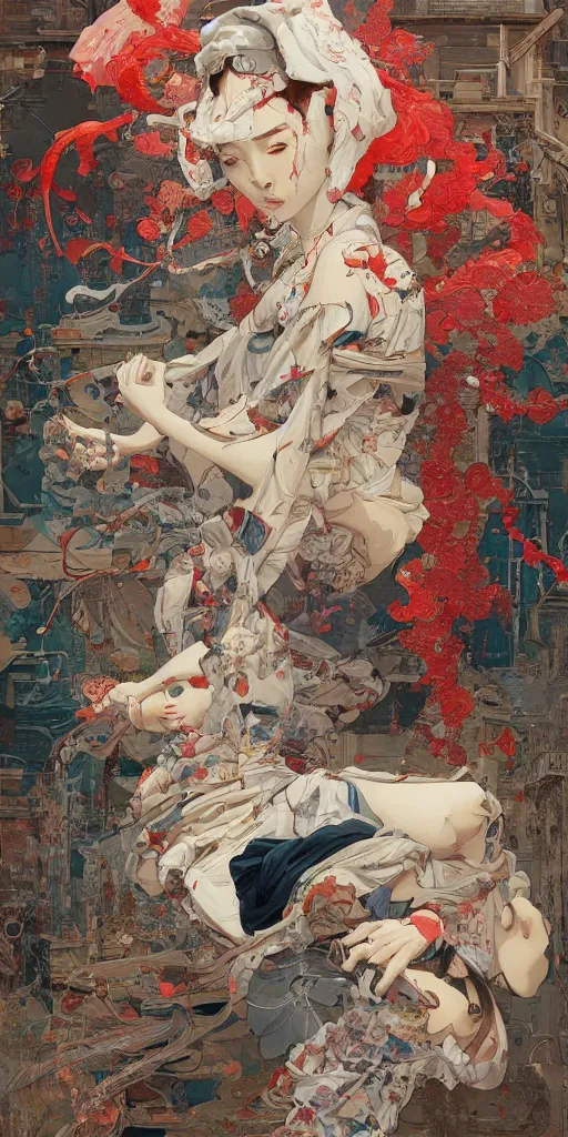 Image similar to orientalism painting by james jean and katsuhiro otomo and erik jones, inspired by akira anime, smooth texture, intricate oil painting, high detail illustration, sharp high detail, long exposure city pop