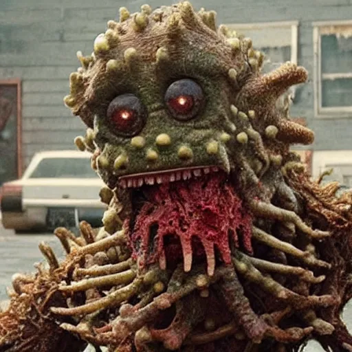 Image similar to a disgusting vile realistic spongebob monster eating a man from The Thing, by Cronenberg and greg nicotero H- 850