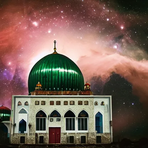 Image similar to mosque surrounded by nebula clouds