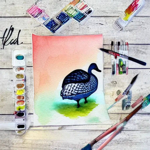 Image similar to cute goose, watercolor, decal design