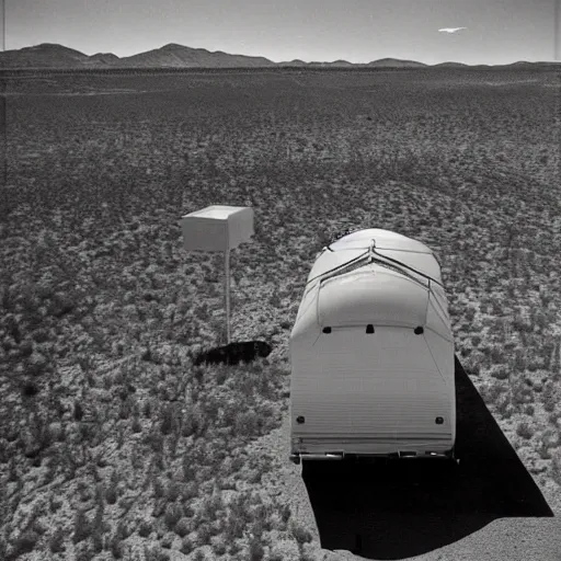 Prompt: Walter White in the New Mexico desert, RV, by Salvador Dali