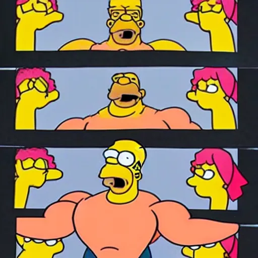 Prompt: Homer Simpson as a body builder