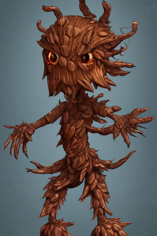 Image similar to a humanoid figure acorn monster, highly detailed, digital art, sharp focus, trending on art station, anime art style