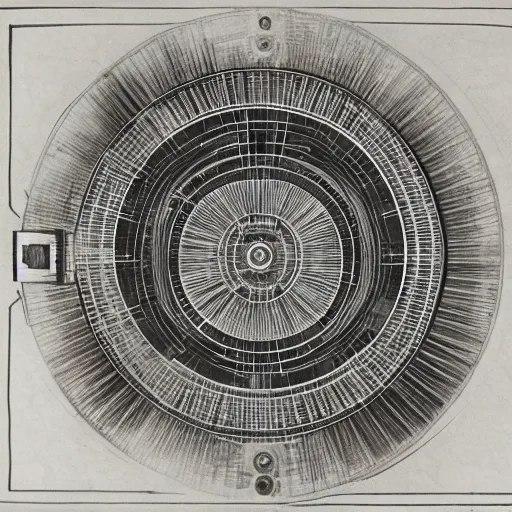 Prompt: photo of blueprint of fusion reactor designed by leonardo davinci