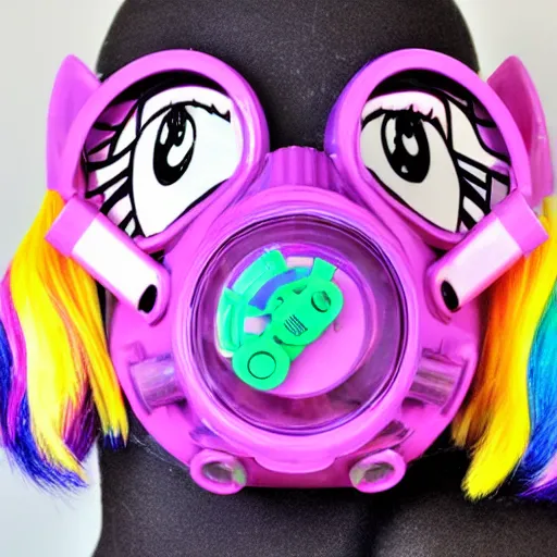 Prompt: My Little Pony themed gas mask