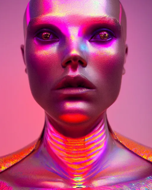 Prompt: hyperrealist highly intricate neo-gothic pink iridescent exoskeleton beautiful goddess concept art pascal blanche key sage dramatic orange lighting 8k high angle shallow depth of field