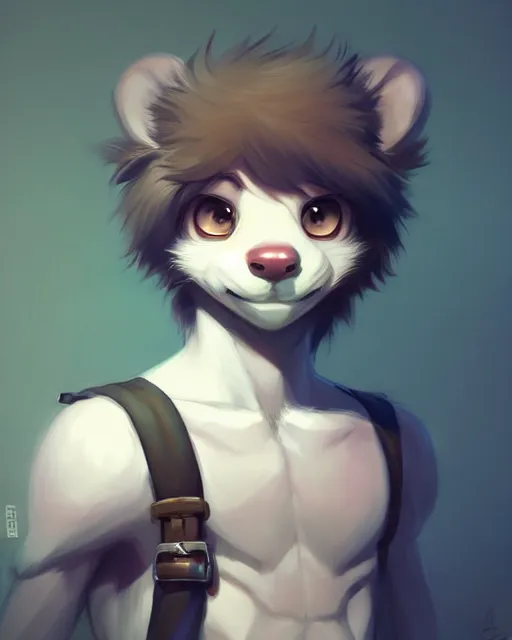 Prompt: character concept art of a cute young male anthropomorphic furry | | adorable nuzzler, key visual, realistic shaded perfect face, fine details by stanley artgerm lau, wlop, rossdraws, james jean, andrei riabovitchev, marc simonetti, and sakimichan, trending on weasyl