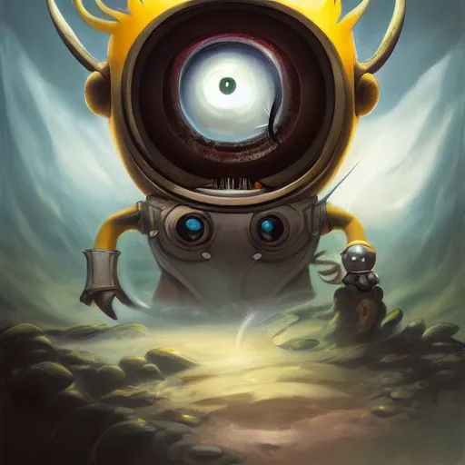 Prompt: Minion with a thousands eyes, by Peter Mohrbacher, Angelarium, 4k