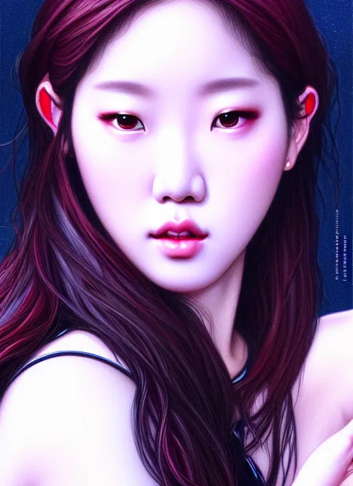Image similar to roseanne park of blackpink, goddess, tarot card, highly detailed, digital painting, smooth, sharp focus, illustration, ultra realistic, 8 k, art by artgerm and alphonse mucha