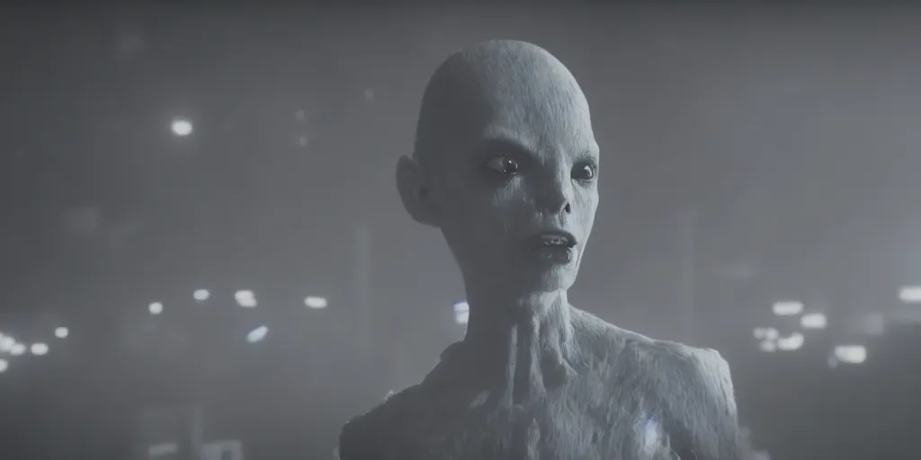 Image similar to cinematic film still of a punk alien starring in a dave meyers directed music video, cgi, vfx, ( ( chiaroscuro ) ) lighting, shallow depth of field, 8 0 mm, f 1. 8