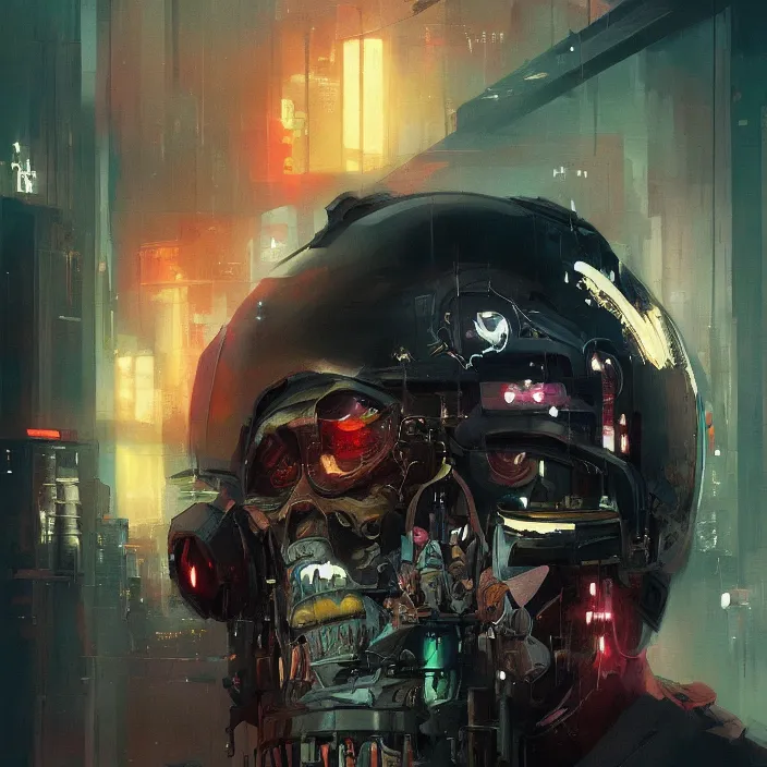 Image similar to a beautiful painting of a cyberpunk skull by sergey kolesov and pascal blanche and ruan jia and malika favre, in style of noir illustration. colorful comic, symmetry, sci fi, hyper detailed. octanev render. trending on artstation