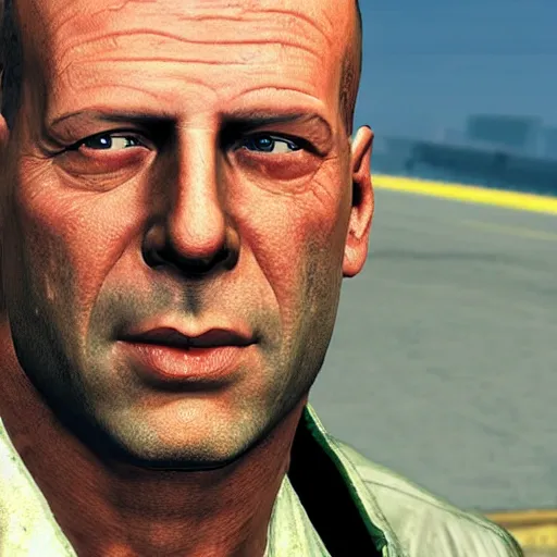 Prompt: bruce willis as a character in gta san Andres