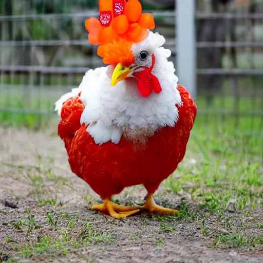 Image similar to photography cute chicken dressed as an inmate