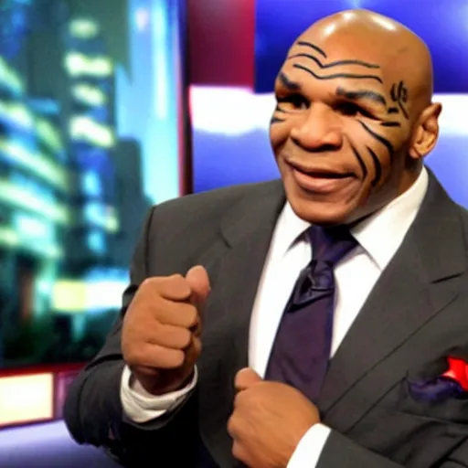 Prompt: mike tyson as a fox news anchor