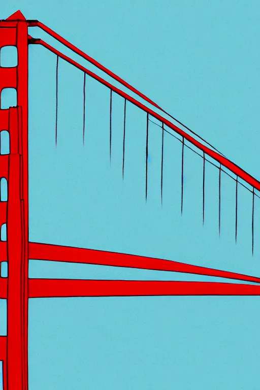 Image similar to golden gate bridge, illustration, in the style of katinka reinke