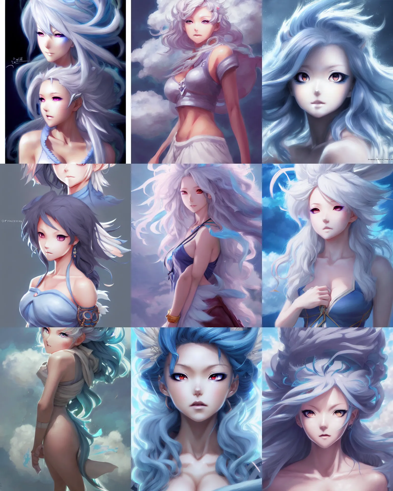 Prompt: character concept art of an anime stormy cloud goddess | | cute - fine - face, pretty face, realistic shaded perfect face, fine details by stanley artgerm lau, wlop, rossdraws, james jean, andrei riabovitchev, marc simonetti, and sakimichan, trending on pixiv fanbox