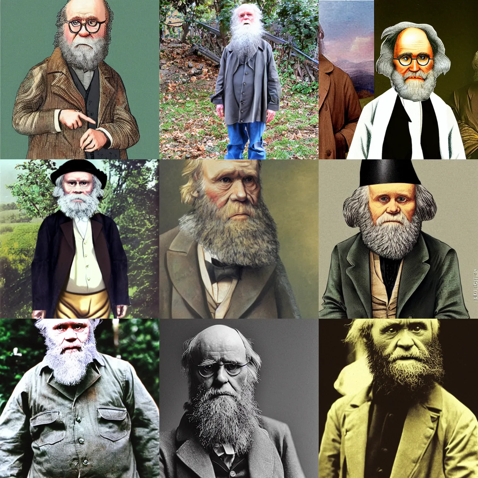 Prompt: charles darwin wearing classic 9 0 s grunge clothing