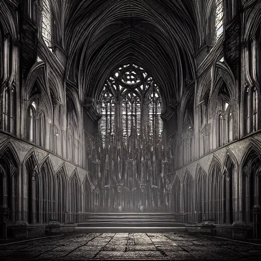 Image similar to Photorealistic Ghostly Dark Hunted Cathedral in the style of Michael Whelan and Gustave Dore. Hyperdetailed photorealism, 108 megapixels, amazing depth, glowing rich colors, powerful imagery, psychedelic Overtones, 3D finalrender, 3d shading, cinematic lighting, artstation concept art