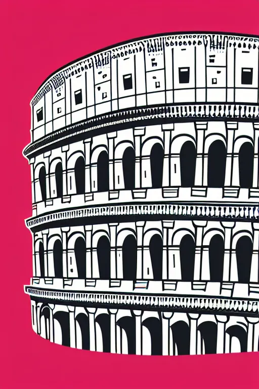 Image similar to minimalist boho style art of colorful colosseum, illustration, vector art