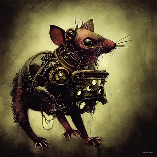 Prompt: steampunk rat, acid, 303, psychedelic, by ruan jia