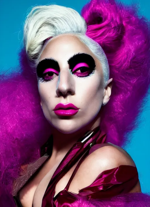 Prompt: lady gaga styled by nick knight posing ,80s themed, vogue magazine, Highly realistic. High resolution. Highly detailed. Dramatic. 8k.4k.