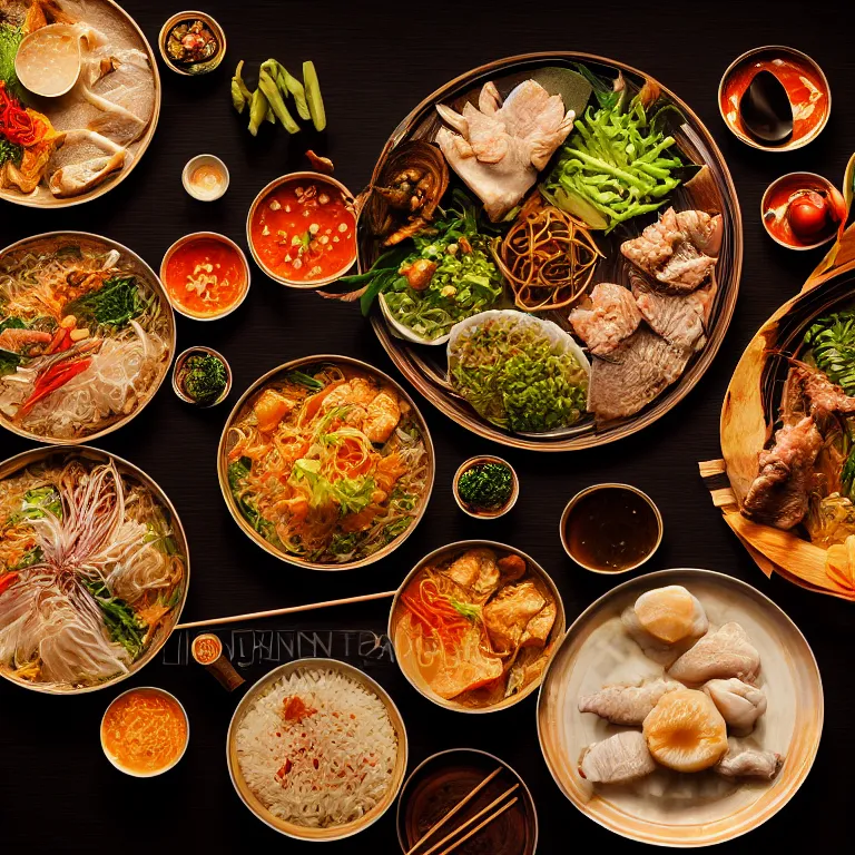 Prompt: close - up focused dslr photograph of an laosian dinner, 8 k, high detail, volumetric lighting, hyperrealism, aesthetically pleasing, studio lighting, trending