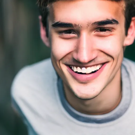 Image similar to high quality Foto of a human face around 20 years old, closeup, smiling at the camera