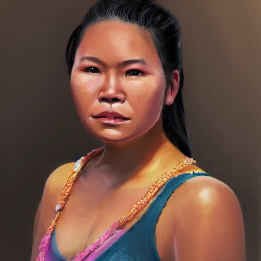 Image similar to A portrait of a Hawaiian Filipino woman, by Cameron Mark on artstation, trending on artstation, 8k