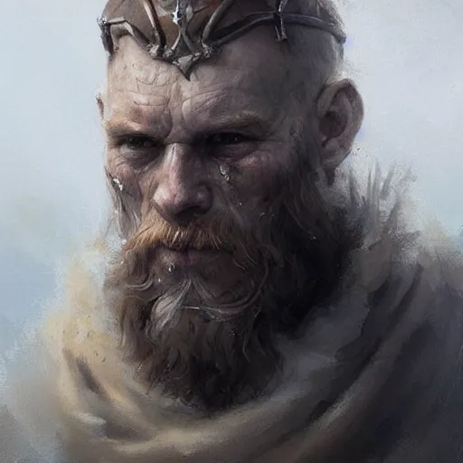 Image similar to a beautiful artwork portrait of a viking skull by greg rutkowski , featured on artstation