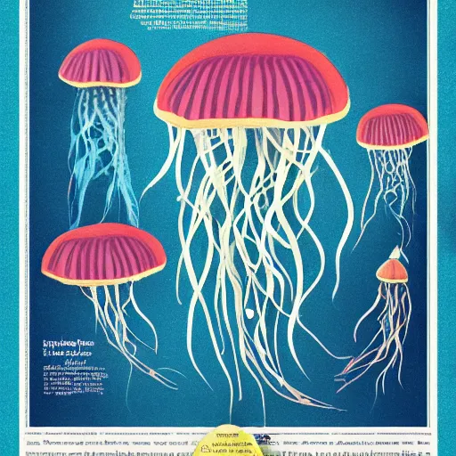 Prompt: jellyfish 4 dultra detailed big written words hello are missing limbs super detailed by printing magazine newspaper cinematic, realistic, intricate