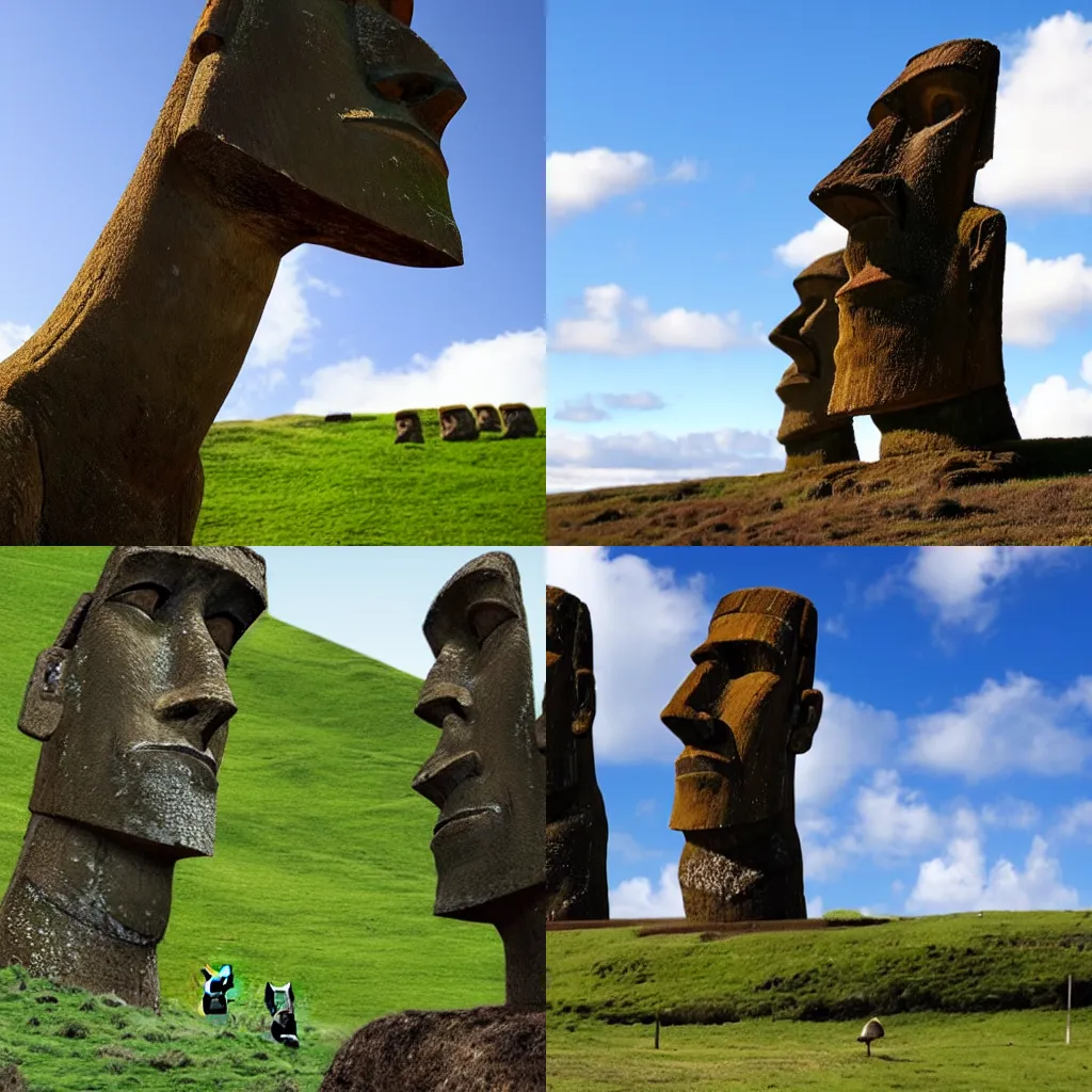 Prompt: Easter island statue against green screen