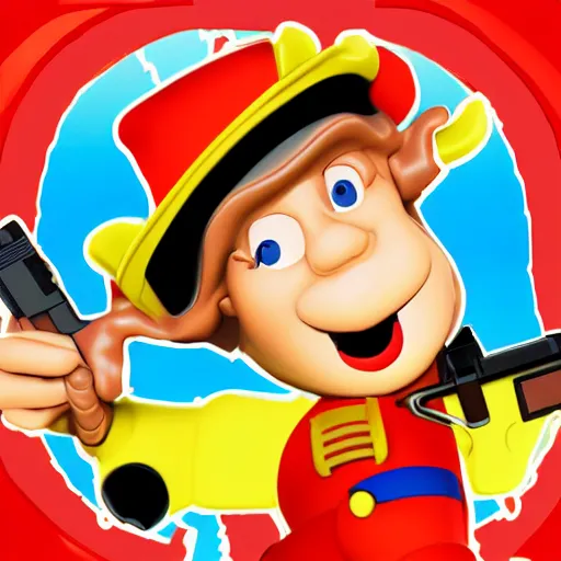 Prompt: noddy with a gun