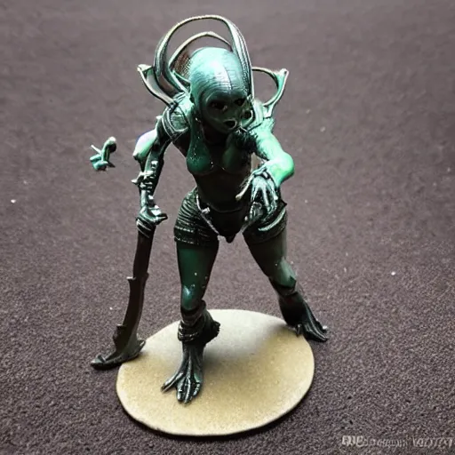 Image similar to ||80mm resin detailed miniature of a Alien || fight against ||a Female warrior||, Product Introduction Photos