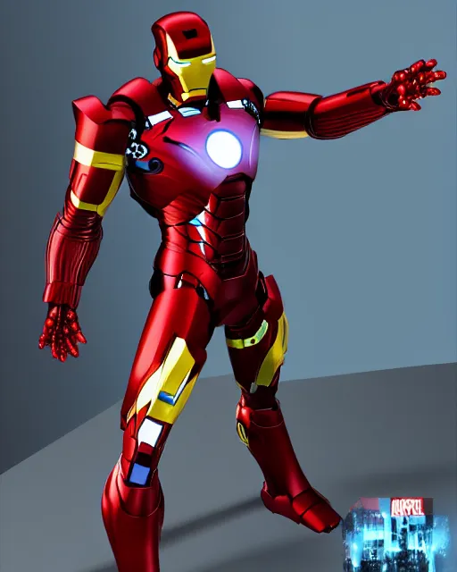 Image similar to super high resolution photorealistic cyberpunk super man mixed with iron man