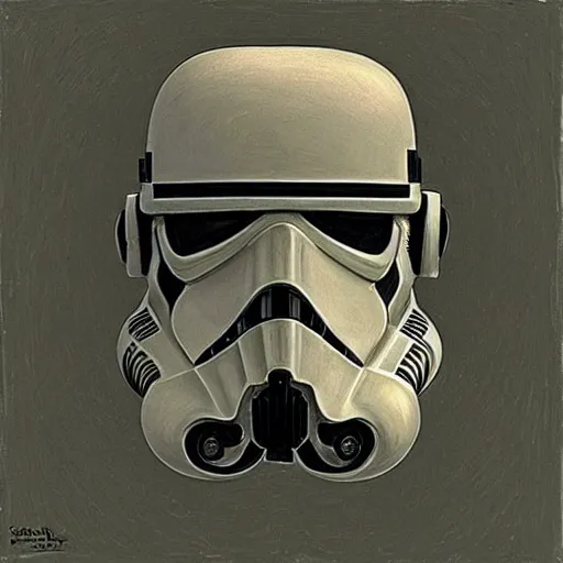 Image similar to portrait of stormtrooper, mash - up between mc escher and vincent van gogh