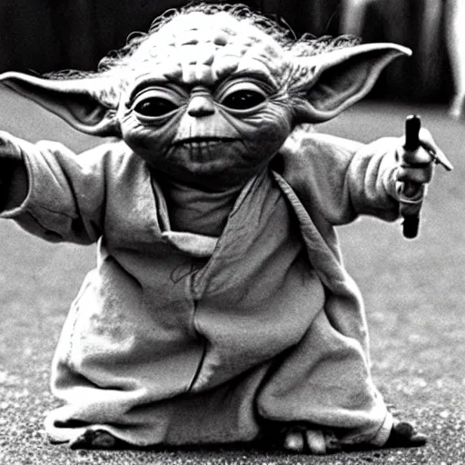 Image similar to yoda performing at woodstock