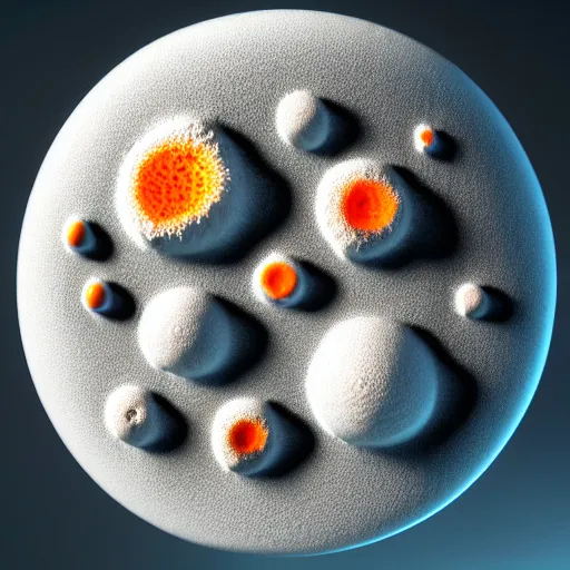 Image similar to close up photo of petri dish with a fungal cultures and bacteriological culture and mold with little filaments under the microscope, octane render, tilt shift, polaeized light, smooth, ultrasharp focus, unreal engine 5, bokeh background, hyperrealism, vray