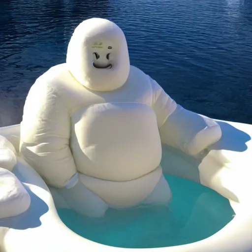 Image similar to the michelin man in a hot tub