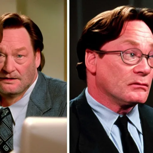 Image similar to stephen root pretending to be phil hartman