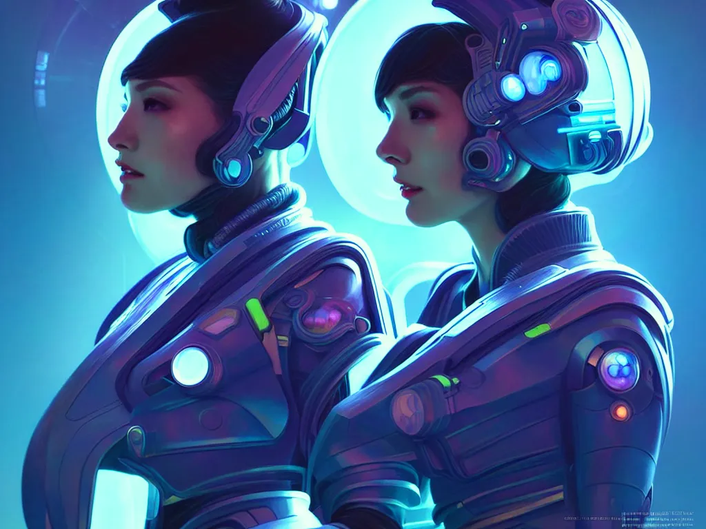 Image similar to portrait futuristic planet earth police uniform female, in a future huge spaceship internal, neon light, ssci - fi and fantasy, intricate and very very beautiful and elegant, highly detailed, digital painting, artstation, concept art, smooth and sharp focus, illustration, art by tan zi and ayanamikodon and alphonse mucha and wlop