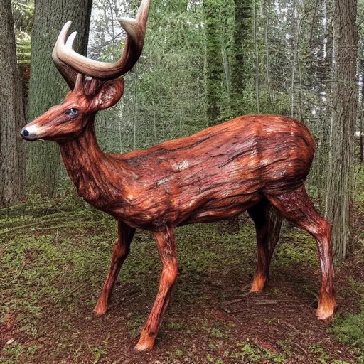 Image similar to hyperealistic sculpture of a monstrous deer with rusty pipes extruding from its body, body horror, living bodies, scary, disturbing, static noise, eerie, SCP Foundation, realistic creepypasta, found footage, living creature