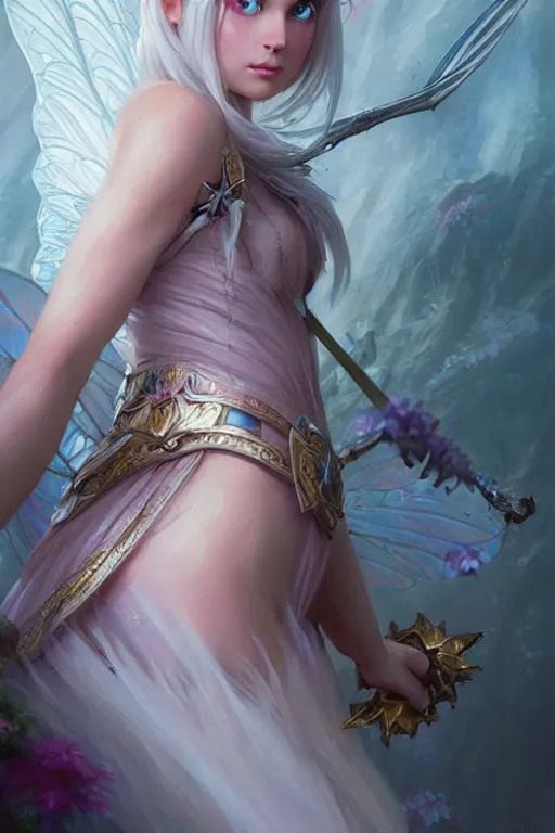 Image similar to fairy princess, highly detailed, d & d, fantasy, highly detailed, digital painting, trending on artstation, concept art, sharp focus, illustration, art by artgerm and greg rutkowski and magali villeneuve