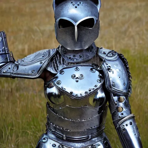 Image similar to photo woman in metal owl armour