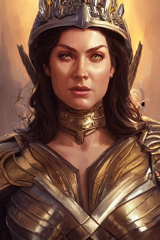 Image similar to amazon valkyrie athena, d & d, fantasy, portrait, highly detailed, headshot, digital painting, trending on artstation, concept art, sharp focus, illustration, art by artgerm and greg rutkowski and magali villeneuve