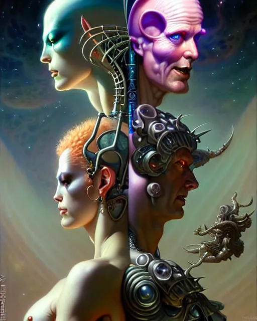 Image similar to beautiful gemini good and evil fantasy character portrait, ultra realistic, wide angle, intricate details, the fifth element artifacts, highly detailed by peter mohrbacher, hajime sorayama, wayne barlowe, boris vallejo, aaron horkey, gaston bussiere, craig mullins