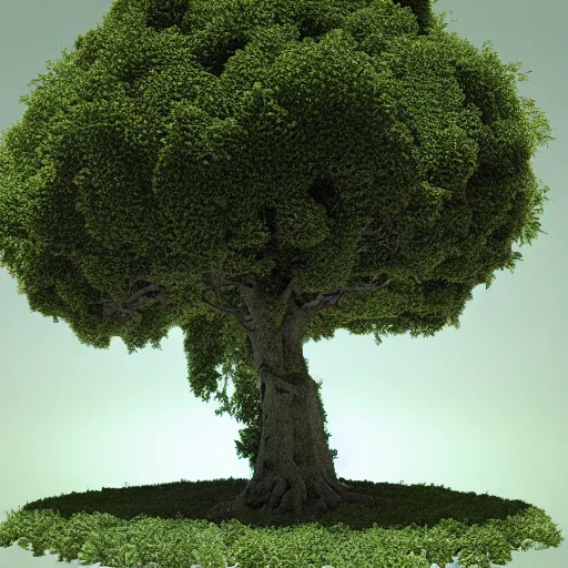 Image similar to a surrealist 3D render of a tree